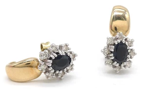 Ohrringe 585 GOLD 14 Karat Bicolor Ohrstecker orecchini Diamant Saphir G3253/25 - Bild 1 von 10