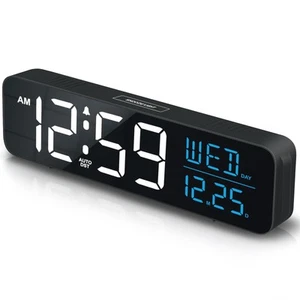 Large Display Digital Alarm Clock for Bedrooms, Date Day of Week Temp Desk Ta... - Picture 1 of 7