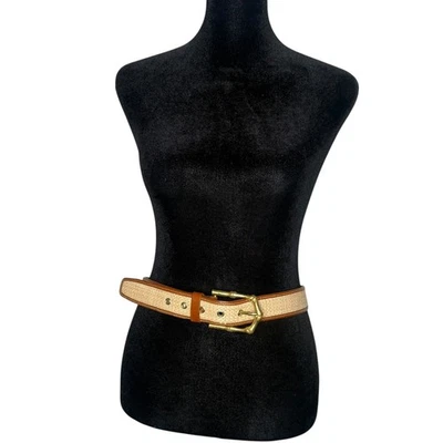 J. McLaughlin Woven Belt Gold Bamboo Buckle Women Size S Preppy Old Money - Image 1 of 4