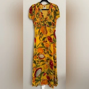 Farm Rio Fruit Lovers Maxi Dress Boho Flutter Sleeve Small - Picture 1 of 16