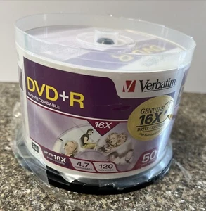 Discos DVD+R Verbatim 4,7 GB 16x 50 paquete 120 min vídeo - Imagen 1 de 8