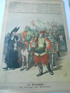 1893 La Mi Carême - Le cortège des étudiants Illustration - Foto 1 di 1