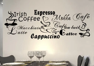 WandTattoo Wandsticker WandSpruch Herz CAFE COFFEE KAFFEE Cafe  KÜCHE KF10 - Picture 1 of 3