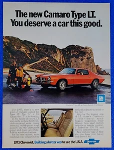 1973 CHEVY CAMARO LT ORIGINAL CHEVROLET PRINT AD AT ZUMA BEACH CALIFORNIA - Picture 1 of 1