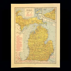 Vintage MICHIGAN Railroad Map Depot Towns Michigan Central RR WWII Era 1940s - Picture 1 of 6