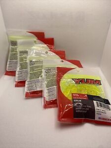 YUM Grub~Chartreuse 1.5, 2 or 3 inch~8 Colors~LOT OF 5- FREE Shipping