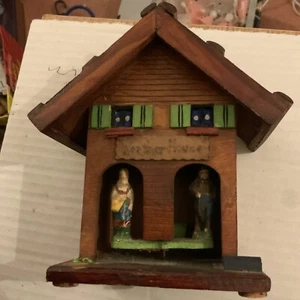 VINTAGE WOODEN WEATHER HOUSE WITH RAINMAN - Picture 1 of 9