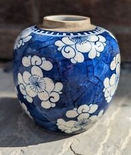 Chinese Antique Porcelain Ginger Jar Unusual Prunus Design Qing - Fine 
