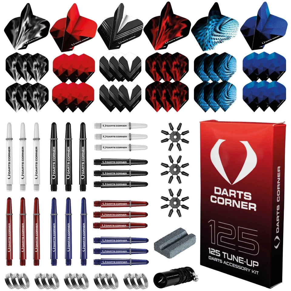 125pc Darts Accessory Pack Tune-Up Kit – Stems, Flights, Rings, Tools Set - Image 1 of 1