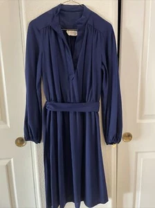 David Warren New York Light Wool  Dress Size Petite 14P Navy Long Sleeve - Picture 1 of 4