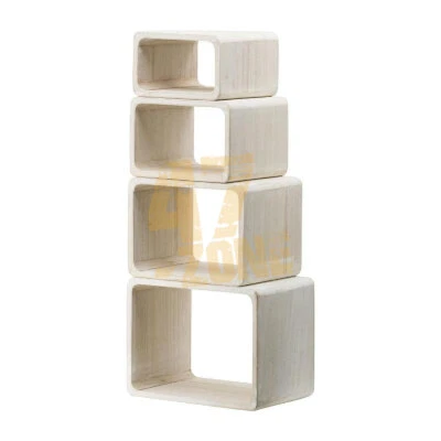 Madera de Paulownia S/4 Estante Cuadrado Beige Interior Exterior Decoración del Hogar Mesa Foto 1 de 4