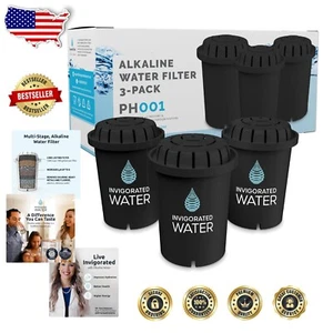 Filtro de agua alcalino negro paquete de 3 - libre de BPA, elimina contaminantes y mejora... - Imagen 1 de 9