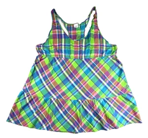 Piper and Blue Sundress 3X Blue Green Plaid Beach Casual Comfort Boho - Picture 1 of 8
