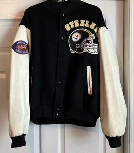 Vintage 80s Chalk Line Pittsburgh Steelers Wool Varsity Jacket Size XL Rare! - Bild 1 von 11