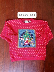 Hässlicher Weihnachtspullover mehrfarbig gestrickt Größe Erwachsene Medium Ashley handbestickt - Bild 1 von 1