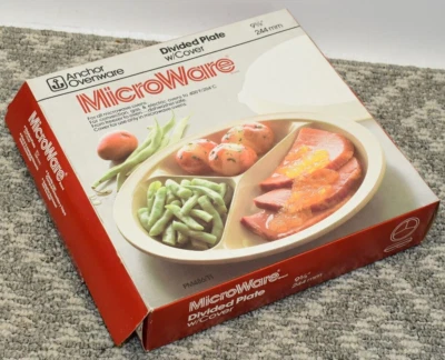 NOS Vintage Anchor Hocking MicroWare Divided Plate w/Cover PM486/T1 - New In Box - Image 1 of 4