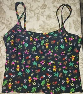 NWOT Vintage 90’s Disney Winnie the Pooh Hawaiian Tankini Top Sz 14 Built in Bra - Picture 1 of 4