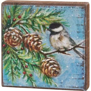 Chickadee Weihnachten Mini Holzkiste Schild 4"" x 4"" | Primitives von Kathy - Bild 1 von 4
