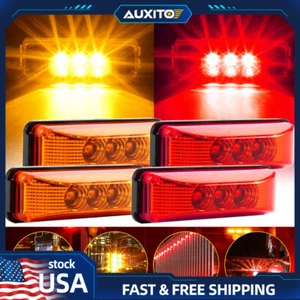 4x Red Amber Side 3LED Marker Clearance Light Truck RV Trailer Lamps Waterproof - Picture 1 of 15