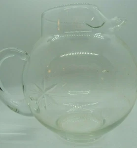 Vintage Etched Clear Glass Star Burst Sunburst Pitcher Starburst Retro Kitchen - Picture 1 of 5