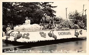 1948 Festival Anual de Rosas Gran Sorteo Flotador Portland, O RPPC Postal de Colección - Imagen 1 de 2