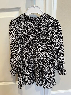Mayoral Long Sleeves Floral Dress Size 4 (104cm) - Black, White, Light Brown - Image 1 of 4
