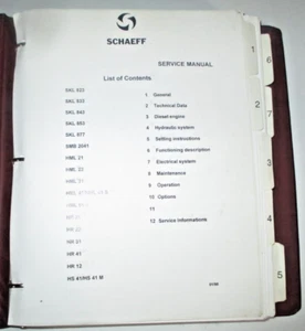 Schaeff SKL 823 833 843 853 877 HR 21 22 31 41 Loader Excavator Service Manual - Picture 1 of 9
