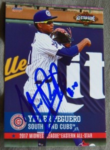 Chicago Cubs Yeiler Peguero Signed 2017 Midwest League All-Star Auto Card