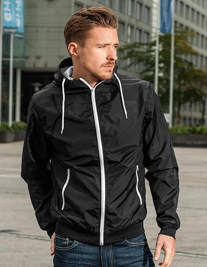 BUILD YOUR BRAND Outdoor Herren Wind Jacke Windbreaker Regenjacke Wasserabweisend schwarz S- 5XL