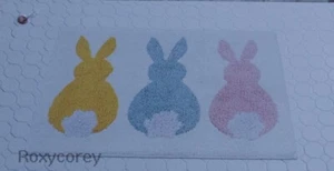 Easter White w\ Yellow Blue Pink Bunny Tails Bathroom Bath Kitchen Rug 20x30 NWT - Picture 1 of 2