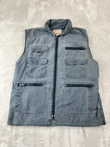 Vintage 80's Banana Republic Vest Mens L Blue Safari Hiking Photography Hooded - Picture 1 of 13