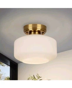 Modern Farmhouse Semi Flush Mount Ceiling Light Gold Hallway Light Fixture ... - Picture 1 of 2