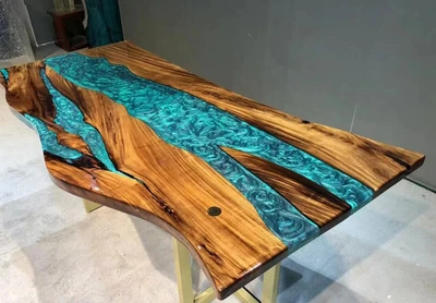 Live Edge Dining Table Top - Epoxy River Table Top - Center Table Top Decor - Image 1 of 4