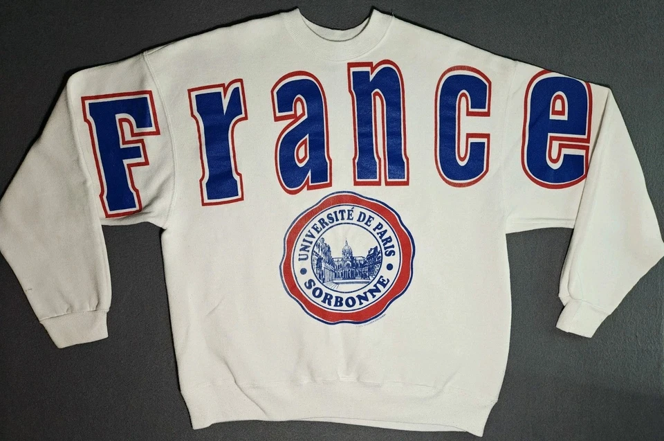 Vintage 1994 Universite Paris Sorbonne Crewneck Sweatshirt University Size XL  - Image 1 of 4