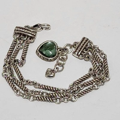 Pulsera Brighton Newport Multi Hilo Verde Esmeralda Cristal Corazón Dije Foto 1 de 4