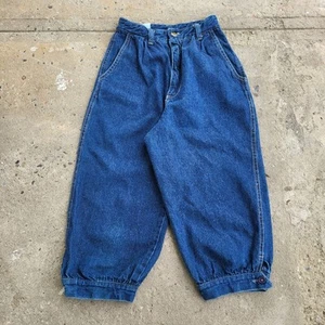 Vintage Pistache Parachute Jeans 22x17 Blue Pants Pleated Front High Rise Denim - Picture 1 of 10