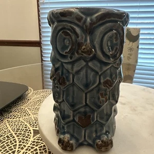 Owl Vase - Blue & Brown - VTG Ashland Pottery - Picture 1 of 7