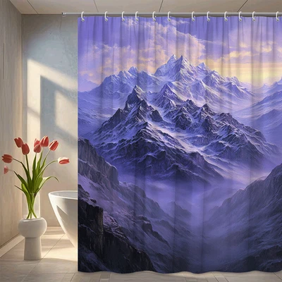 Purple Mountain Shower Curtain Scenic Nature Landscape Bathroom Decor - Image 1 of 4