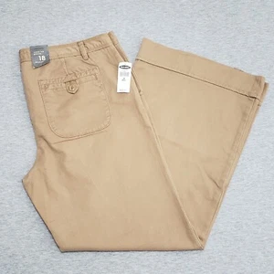 Old Navy Pants Women 18 Regular Tan Lowest Rise Wide Leg Flare with Pockets NEW - Picture 1 of 17