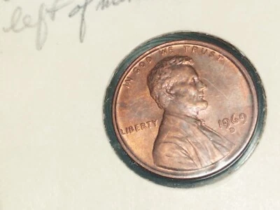 Mint Error Coin Lincoln 1c Cent Penny 1969 D Denver  - Image 1 of 4