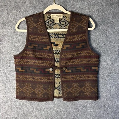Chaleco Jones New York Country Para Mujer Tapiz Marrón Suroeste Azteca De Colección Foto 1 de 4
