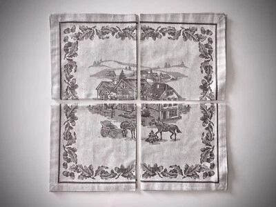 Guardanapo jacquard Williams Sonoma marrom/cinza carrinho de cavalo (5+3 disponíveis) NOVO - Imagem 1 de 4