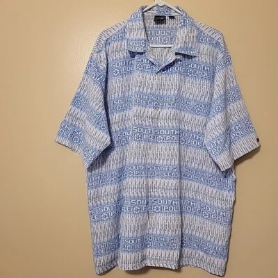 Southpole Shirt Mens Extra Large Button Down Blue  White Allover Print Pocket - Image 1 of 4
