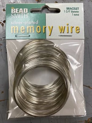 BEAD SMITH Silver Plated Memory  Wire Bracelet Round 1.75" Diameter 1 oz NEW - Image 1 of 3