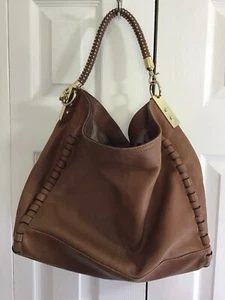 Vince Camuto Cognac Leather Tote Shoulder Bag Soft Gold - Picture 1 of 15