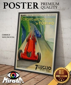 POSTER LOCANDINA vintage 1° Circuito Automobilistico Torino auto gara QUALITY  - Bild 1 von 1