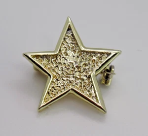 Stern Anstecknadel goldfarben Vintage strukturiert Fünf Punkt Revers Modeschmuck - Bild 1 von 6