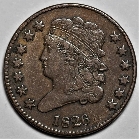 1826 Classic Head Half Cent - Rotated Die - US 1/2c Copper Penny Coin - L37 Cover