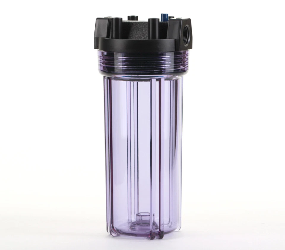 Filter Housing 10" For Filtration Systems & Hydroponics, Clear/Black, 3/4" Ports - Image 1 of 1