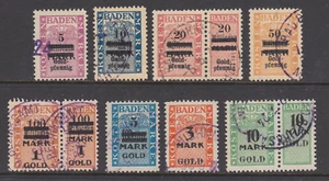 Germany, Baden, 1924 Kostenmarke Fee Revenues, 8 diff Gold values, sound, F-VF. - Picture 1 of 1